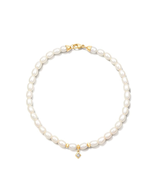  Michelle 14k Yellow Gold Pearl Bracelet In White Pearl