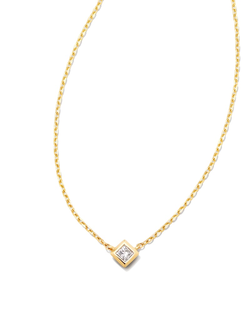  Michelle 14k Yellow Gold Pendant Necklace In White Diamond