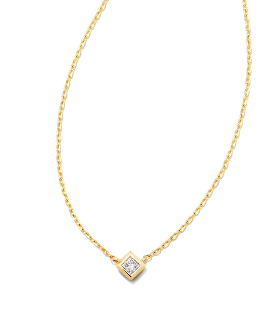  Michelle 14k Yellow Gold Pendant Necklace In White Diamond