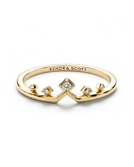  Michelle 14k Yellow Gold Band Ring In White Diamond 