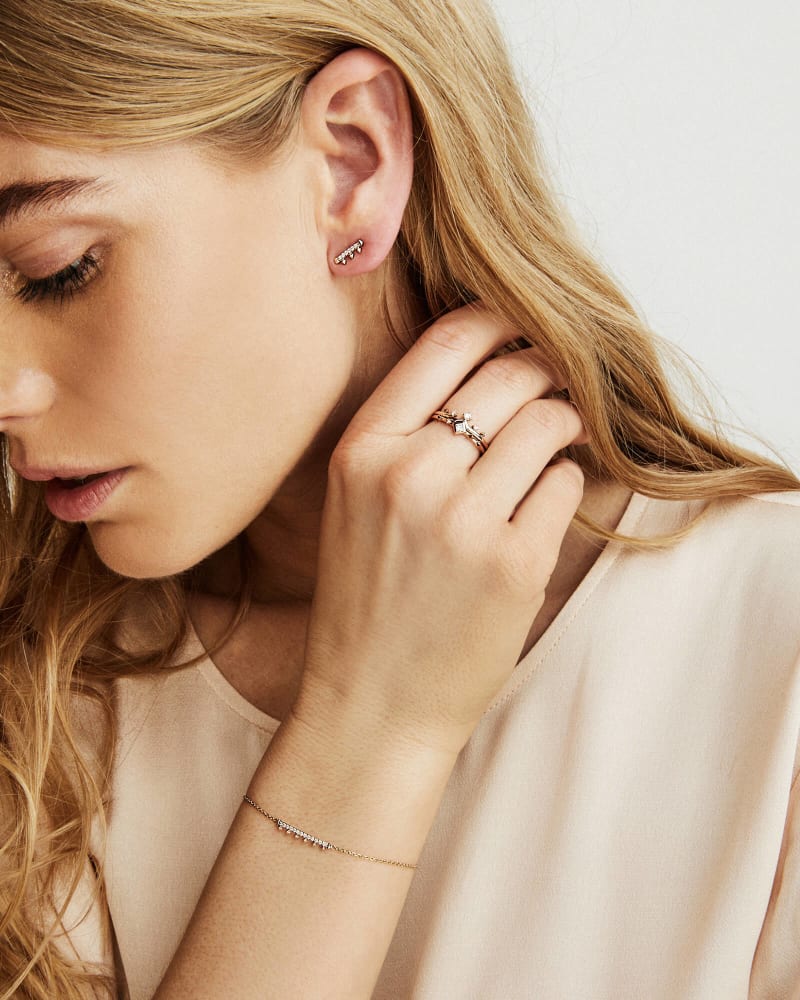  Michelle 14k Yellow Gold Band Ring In White Diamond 