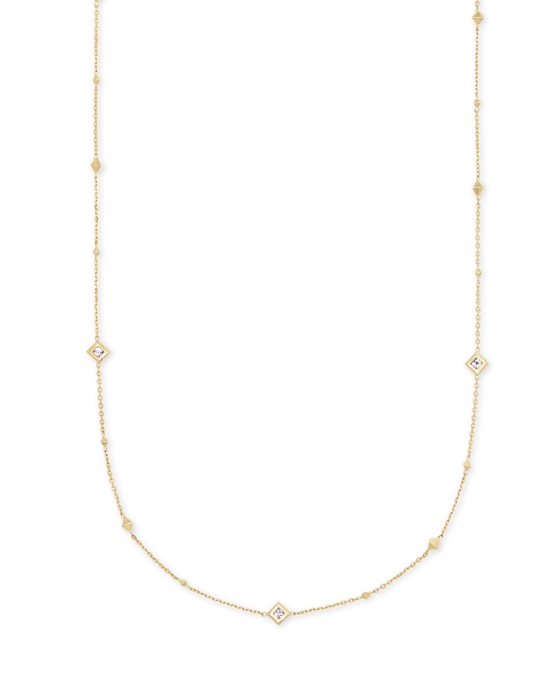  Michelle 14k Yellow Gold Strand Necklace In White Diamond