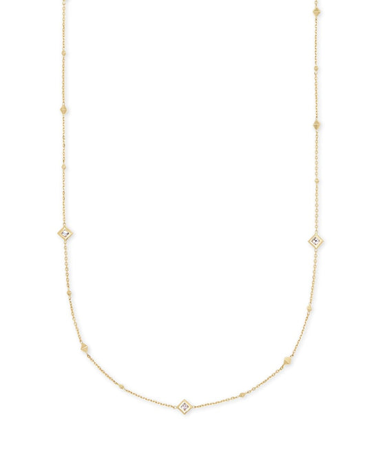  Michelle 14k Yellow Gold Strand Necklace In White Diamond