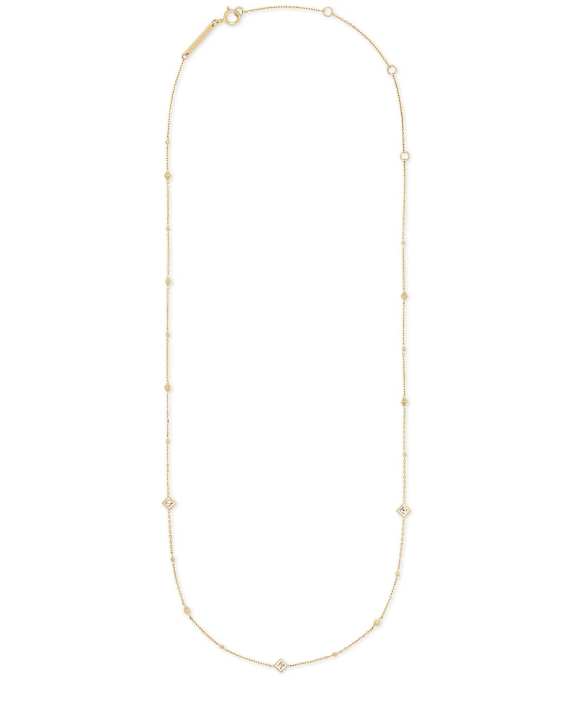  Michelle 14k Yellow Gold Strand Necklace In White Diamond
