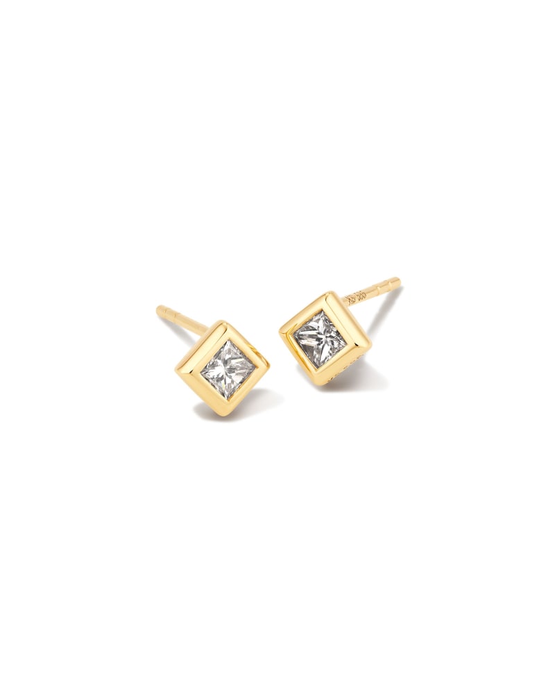  Michelle 14k Yellow Gold Stud Earrings In White Diamond, .16ct