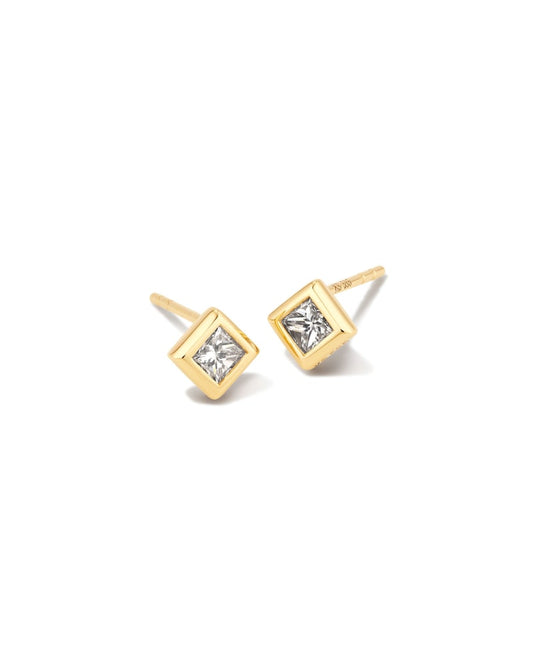  Michelle 14k Yellow Gold Stud Earrings In White Diamond, .16ct