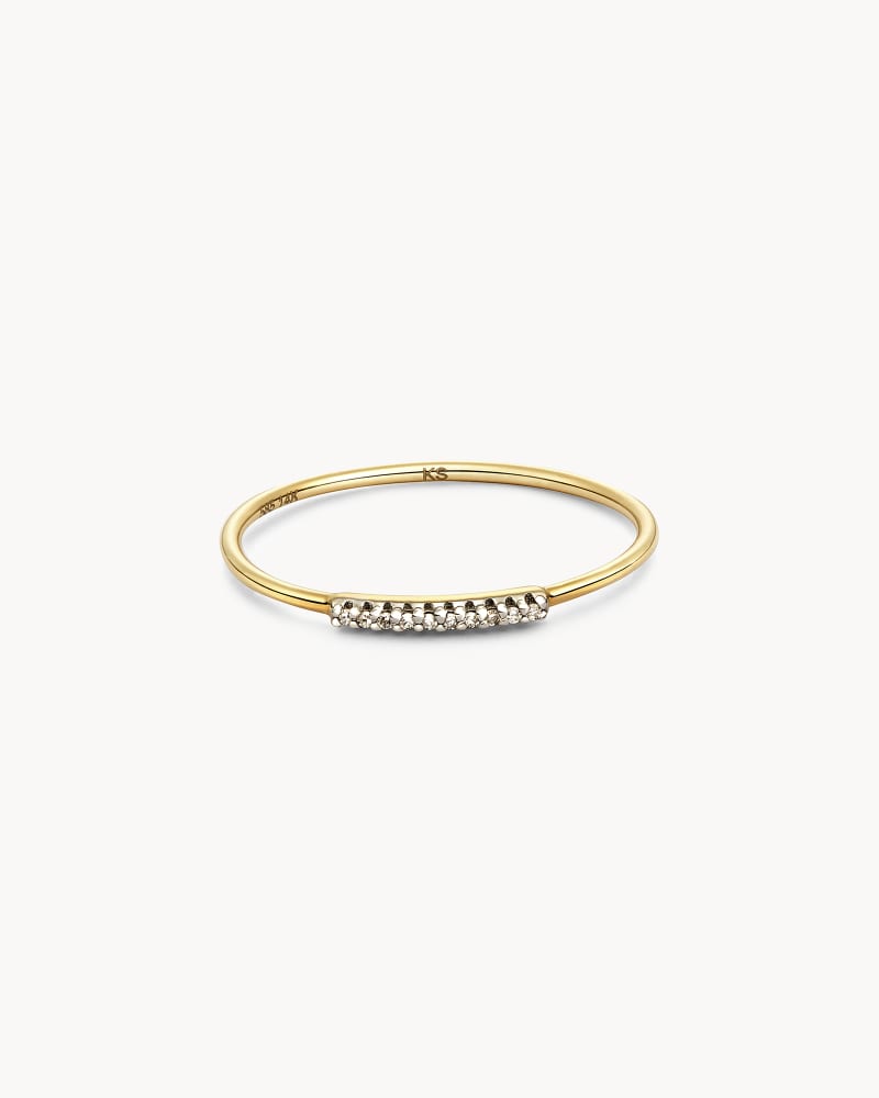  Mila 14k Yellow Gold Band Ring In White Diamond 