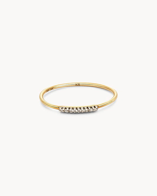  Mila 14k Yellow Gold Band Ring In White Diamond 