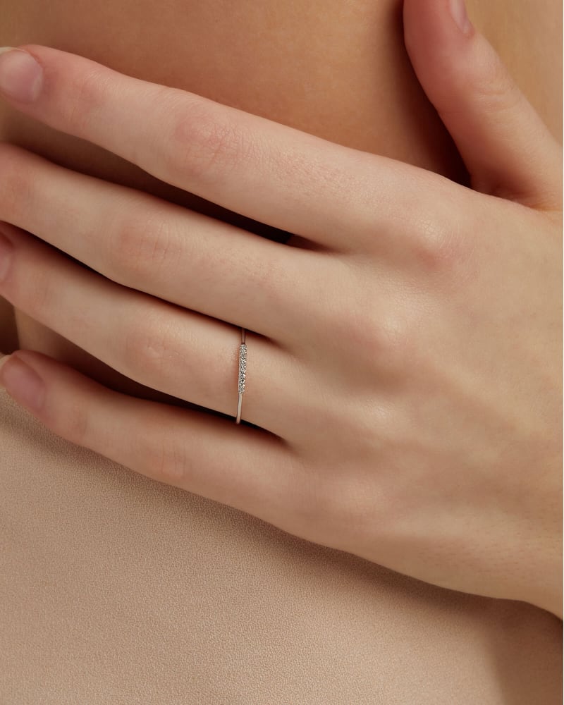  Mila 14k Yellow Gold Band Ring In White Diamond 