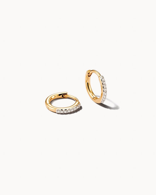  Mila 14k Yellow Gold Huggie Earrings In White Diamond