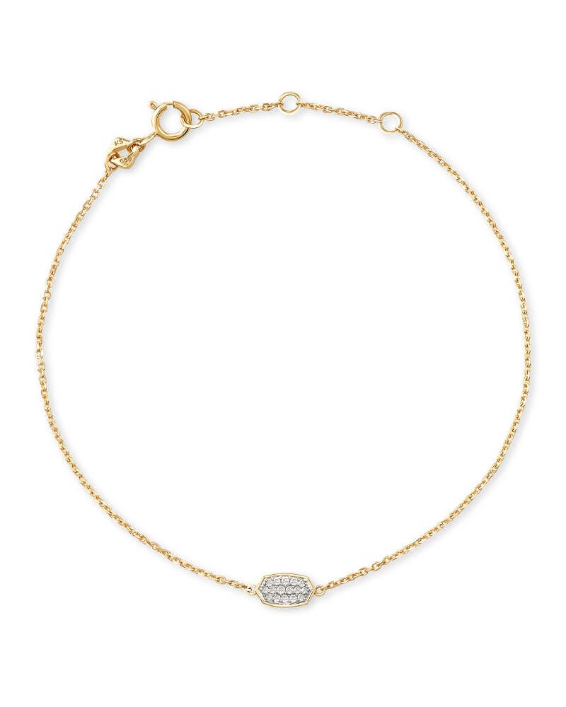  Millicent 14k Yellow Gold Delicate Chain Bracelet In White Diamond