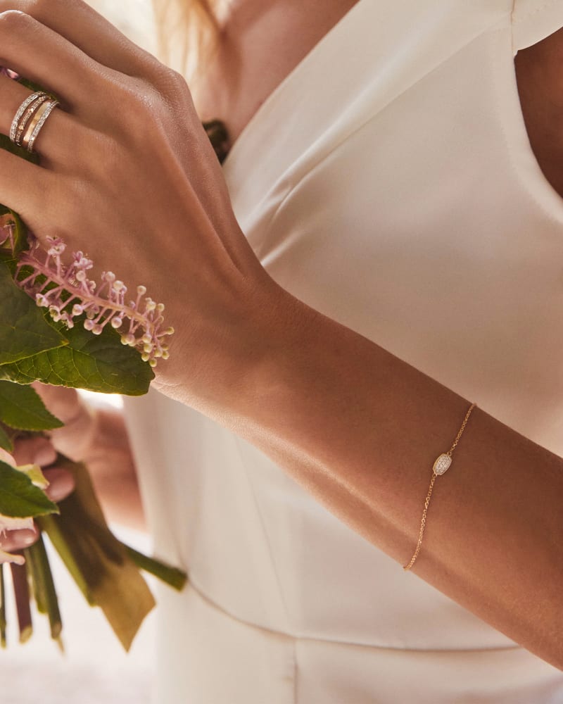  Millicent 14k Yellow Gold Delicate Chain Bracelet In White Diamond
