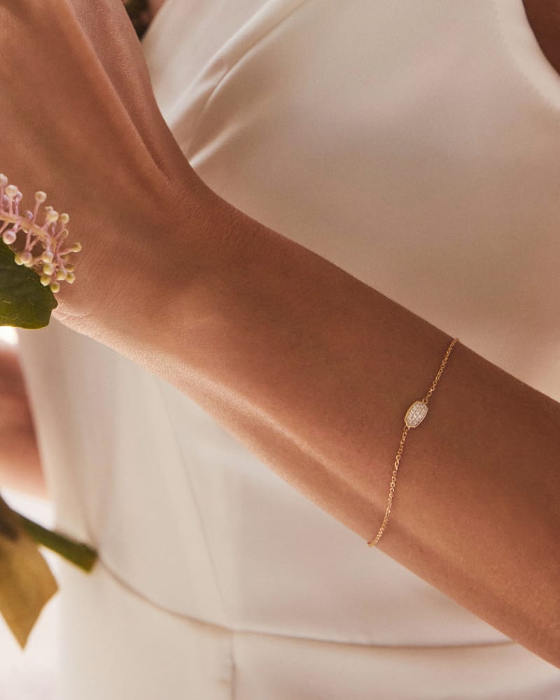  Millicent 14k Yellow Gold Delicate Chain Bracelet In White Diamond
