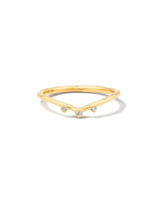  Noelle 14k Yellow Gold Band Ring In White Diamond