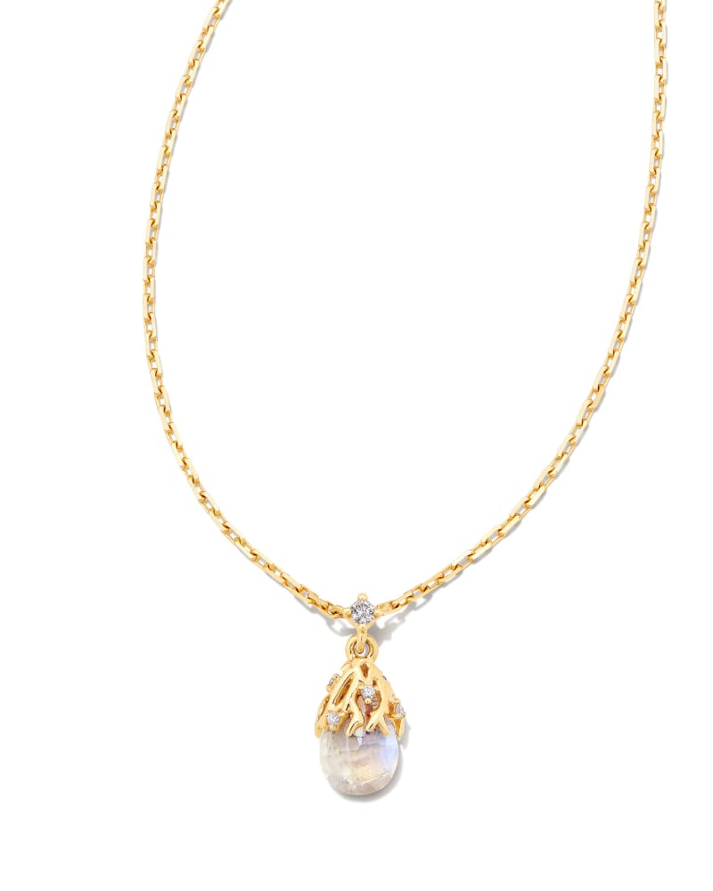  Noelle 14k Yellow Gold Pendant Necklace In Rainbow Moonstone