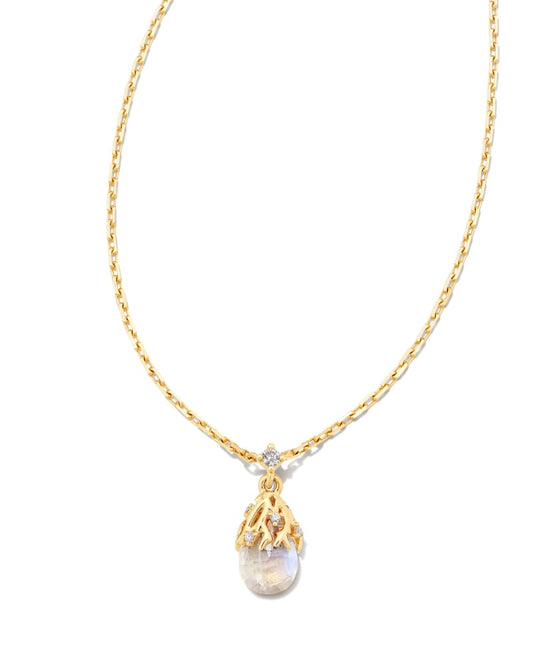  Noelle 14k Yellow Gold Pendant Necklace In Rainbow Moonstone