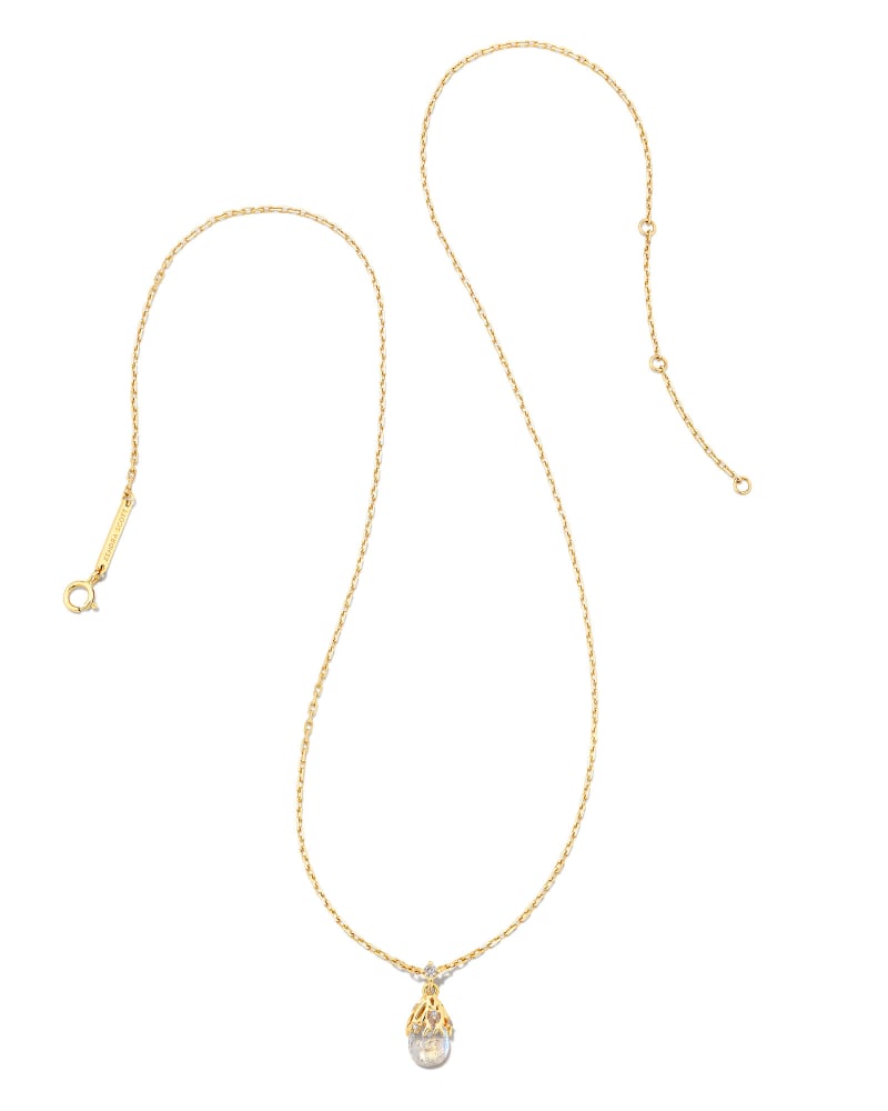  Noelle 14k Yellow Gold Pendant Necklace In Rainbow Moonstone