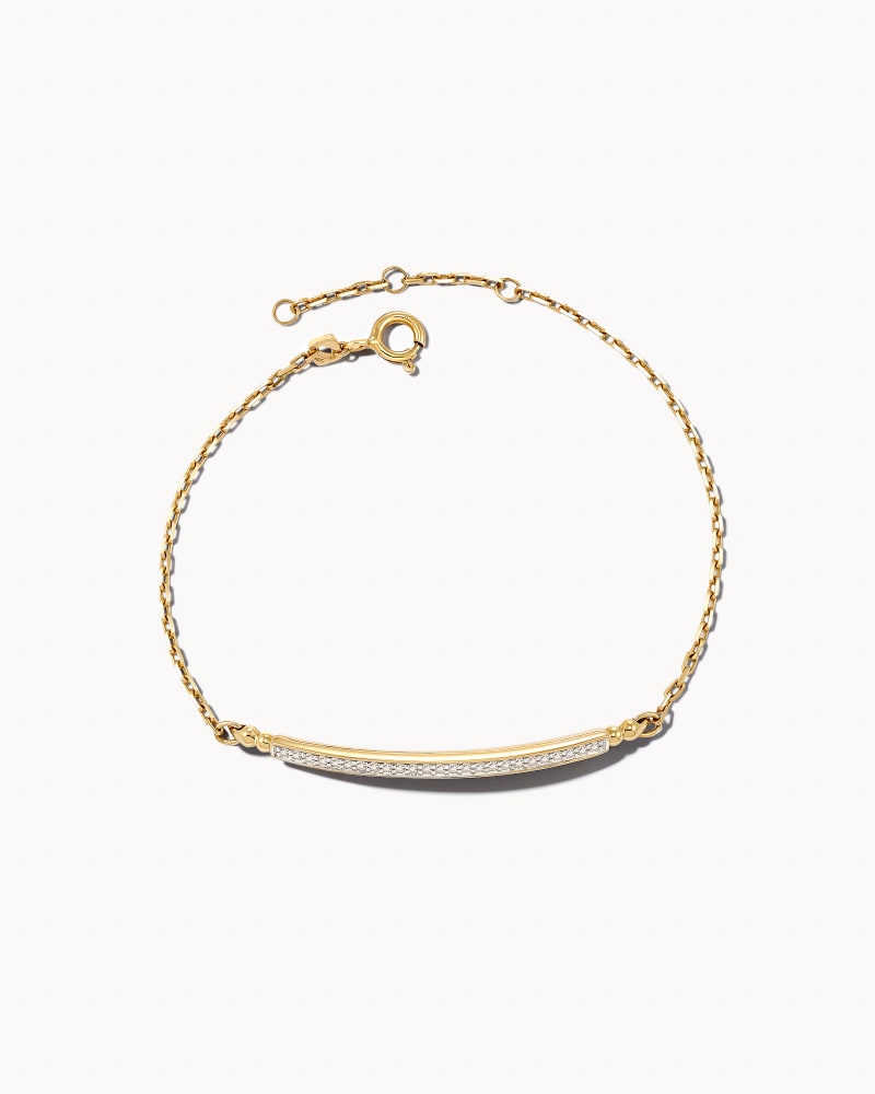  Ott 14k Yellow Gold Delicate Bracelet In White Diamond