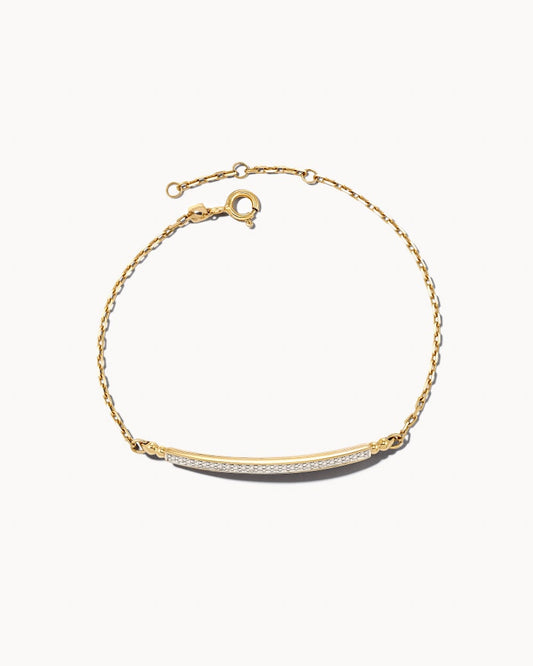  Ott 14k Yellow Gold Delicate Bracelet In White Diamond
