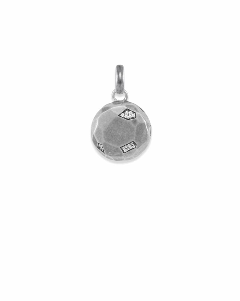  Pave Locket Charm In Vintage Silver