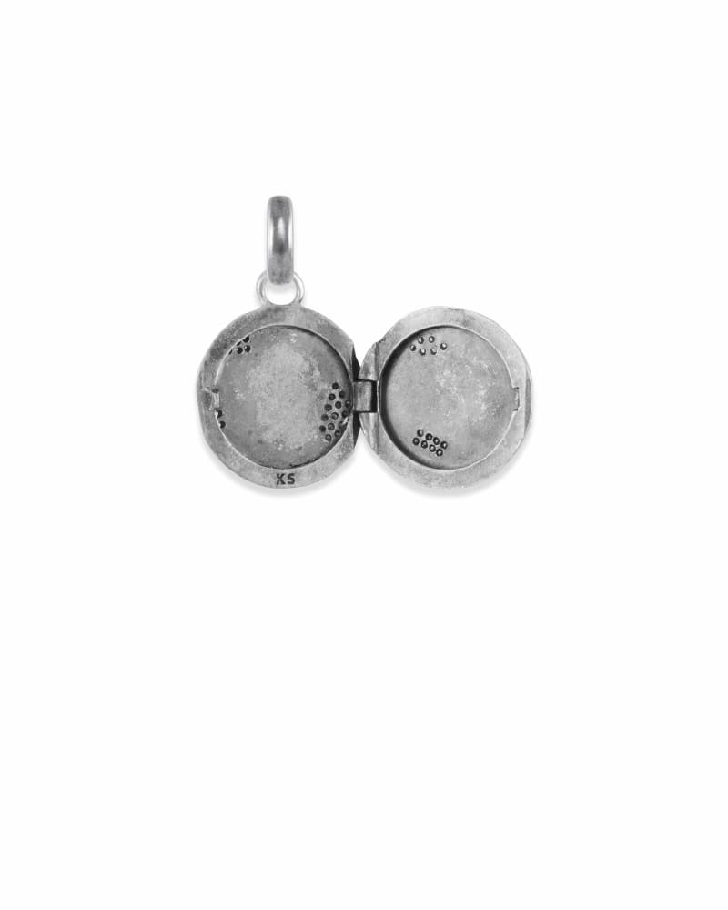  Pave Locket Charm In Vintage Silver