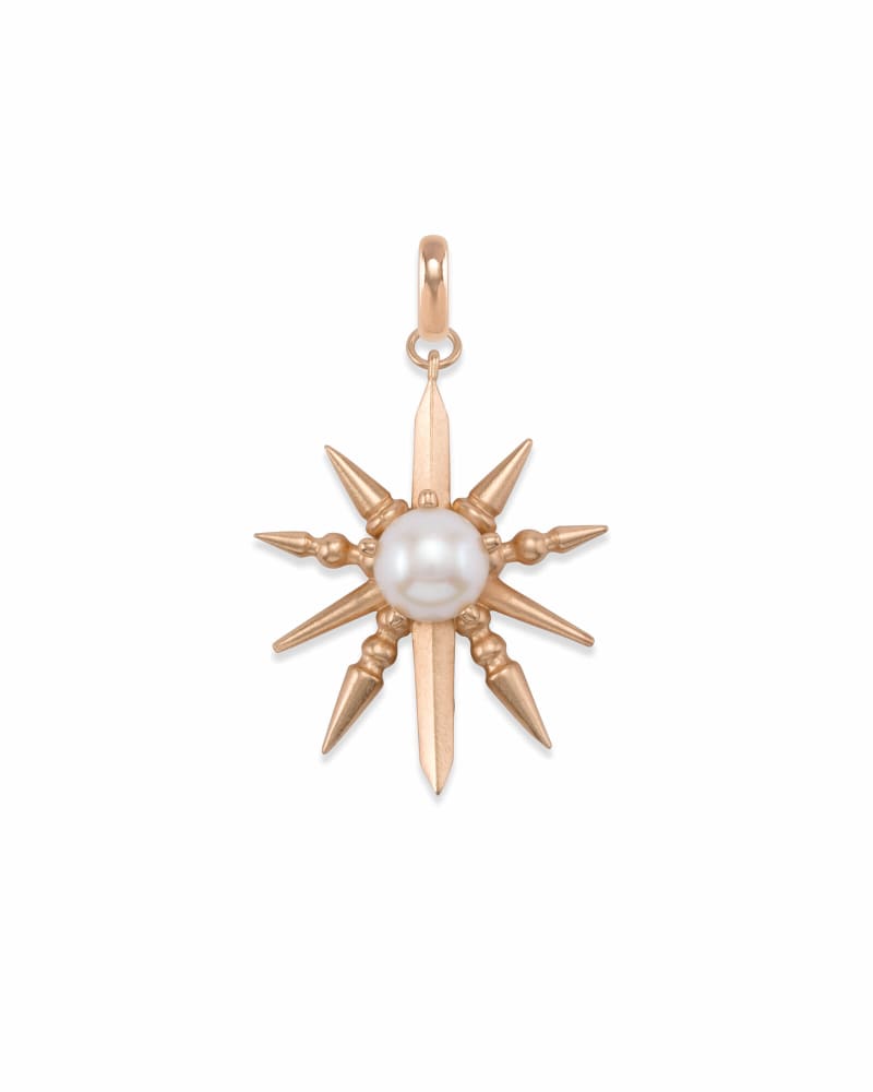 Sunburst With Pearl Charm In Rose Gold