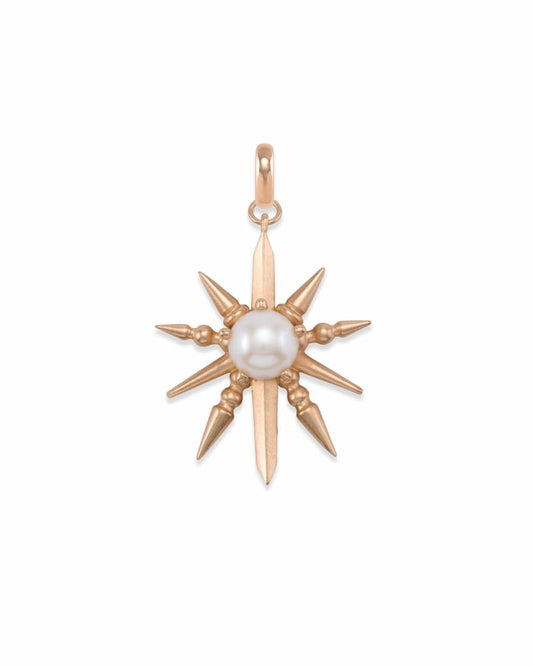  Sunburst With Pearl Charm In Rose Gold