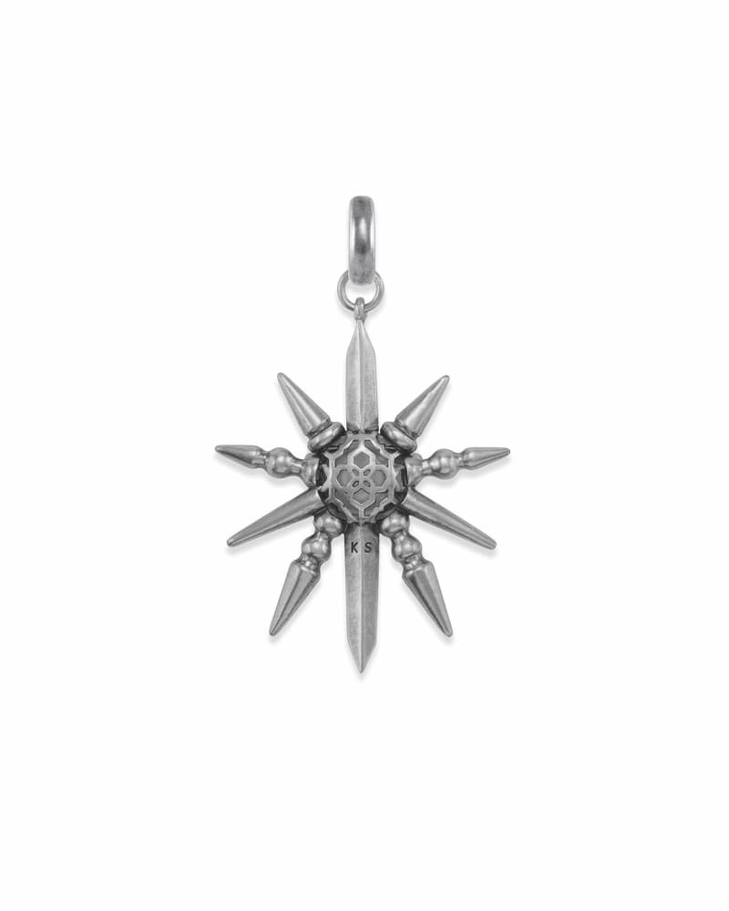  Sunburst With Pearl Charm In Vintage Silver