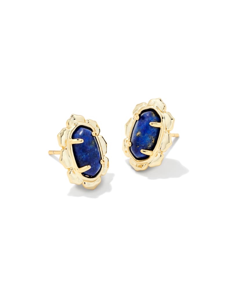  Piper Gold Stud Earrings In Blue Lapis