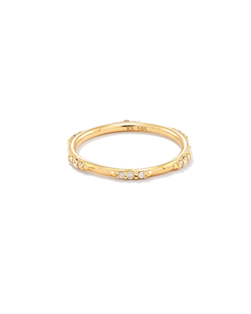  Posey 14k Yellow Gold Band Ring In White Diamonds