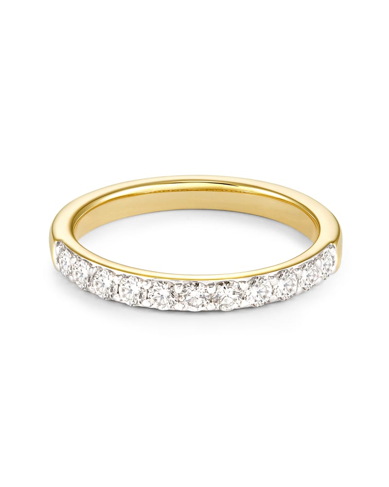  Raleigh 14k Yellow Gold Band Ring In White Diamond