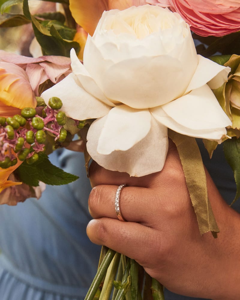  Raleigh 14k Yellow Gold Band Ring In White Diamond
