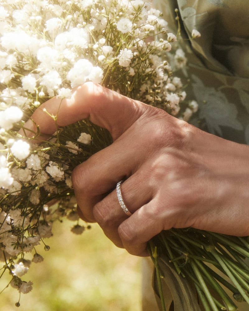  Raleigh 14k Yellow Gold Band Ring In White Diamond