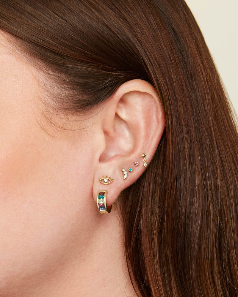  Reeve Mini 14K Yellow Gold Single Stud Earring In Turquoise