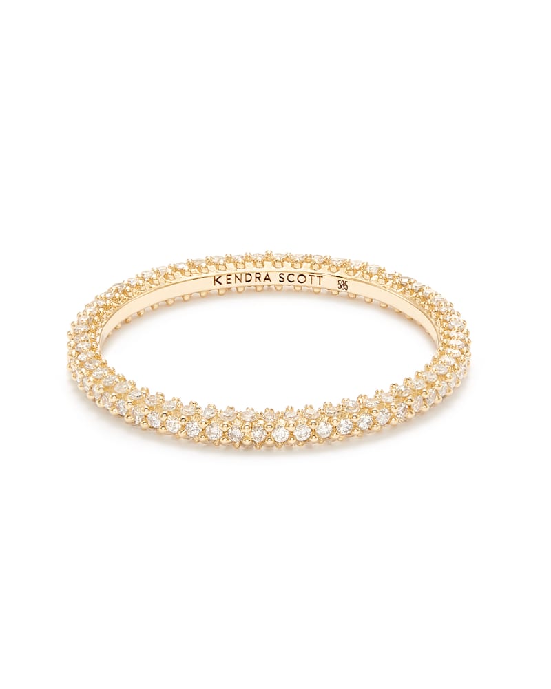  Remi 14k Yellow Gold Band Ring In White Diamonds