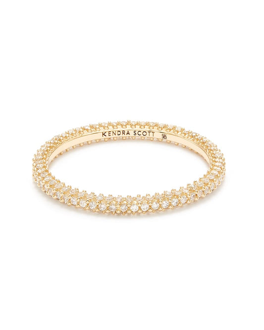  Remi 14k Yellow Gold Band Ring In White Diamonds