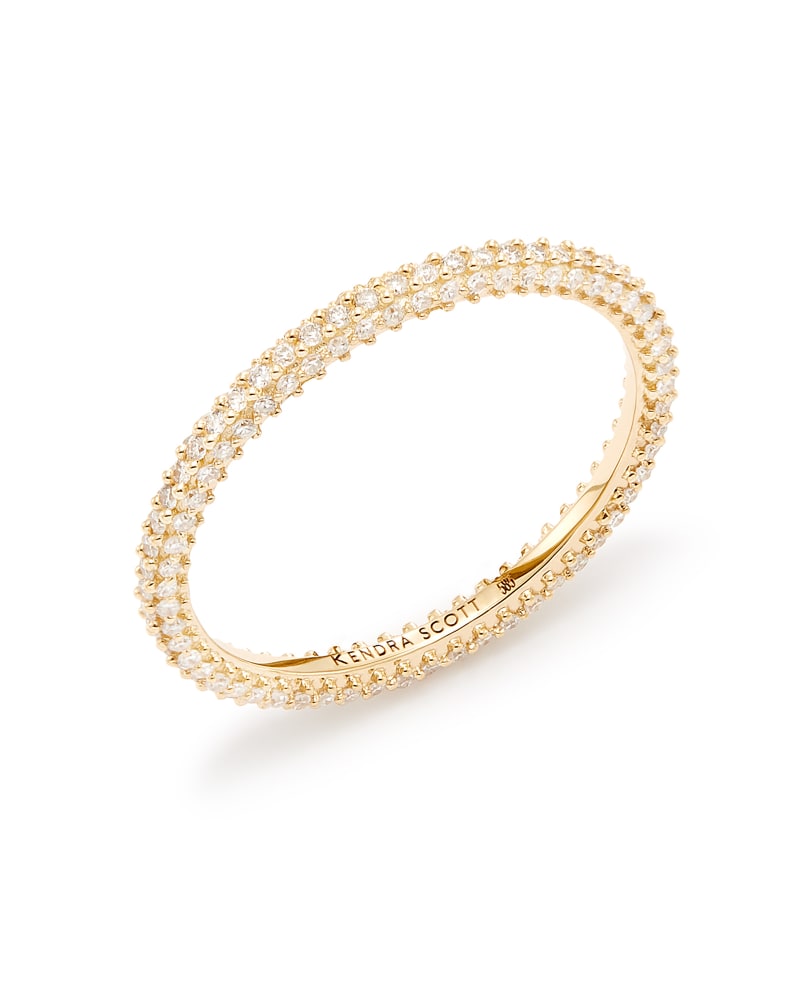  Remi 14k Yellow Gold Band Ring In White Diamonds