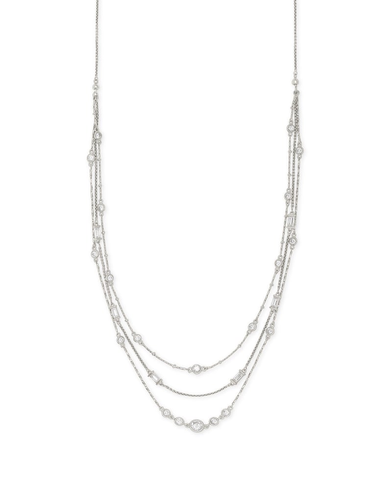  Rina Silver Multi Strand Necklace In Lustre Glass