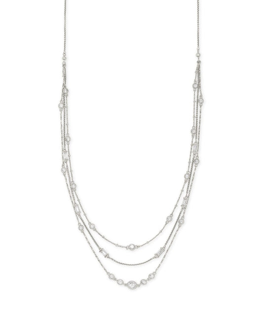  Rina Silver Multi Strand Necklace In Lustre Glass