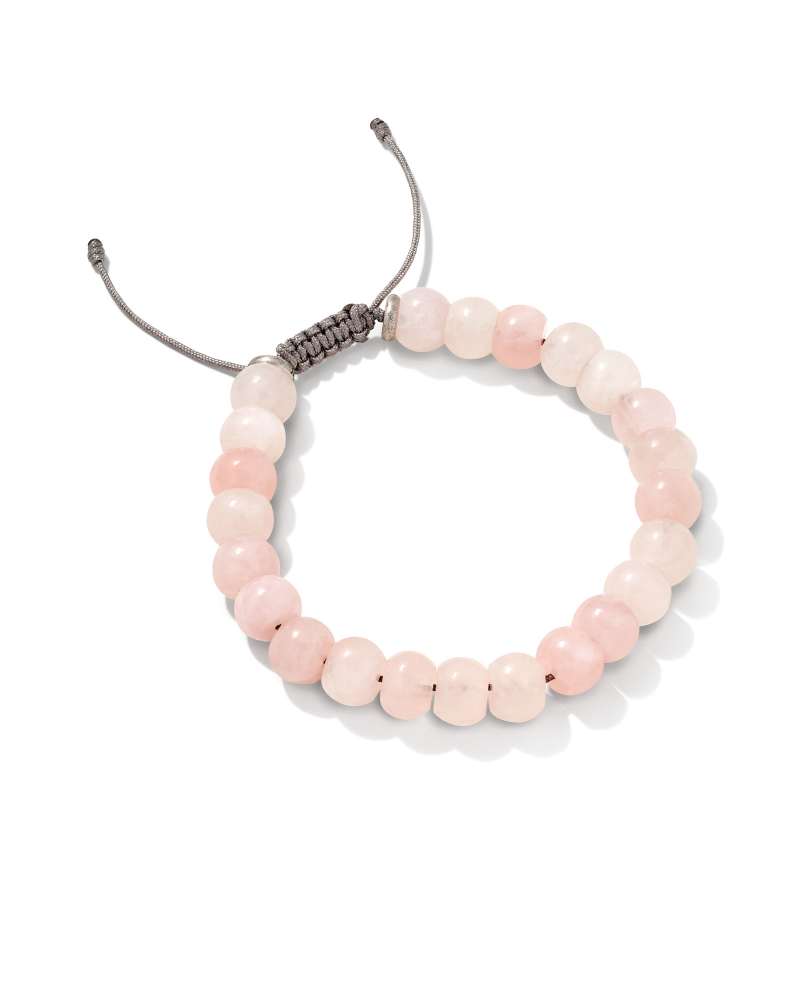  Cade Oxidized Sterling Silver Beaded Bracelet In Rose Quartz