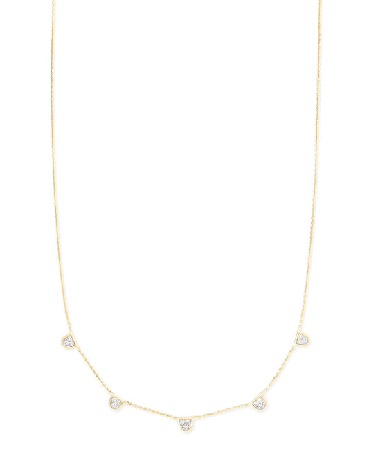  Shannon 14k Yellow Gold Collar Necklace In White Diamond