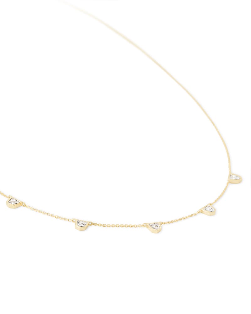  Shannon 14k Yellow Gold Collar Necklace In White Diamond