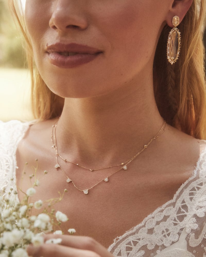  Shannon 14k Yellow Gold Collar Necklace In White Diamond
