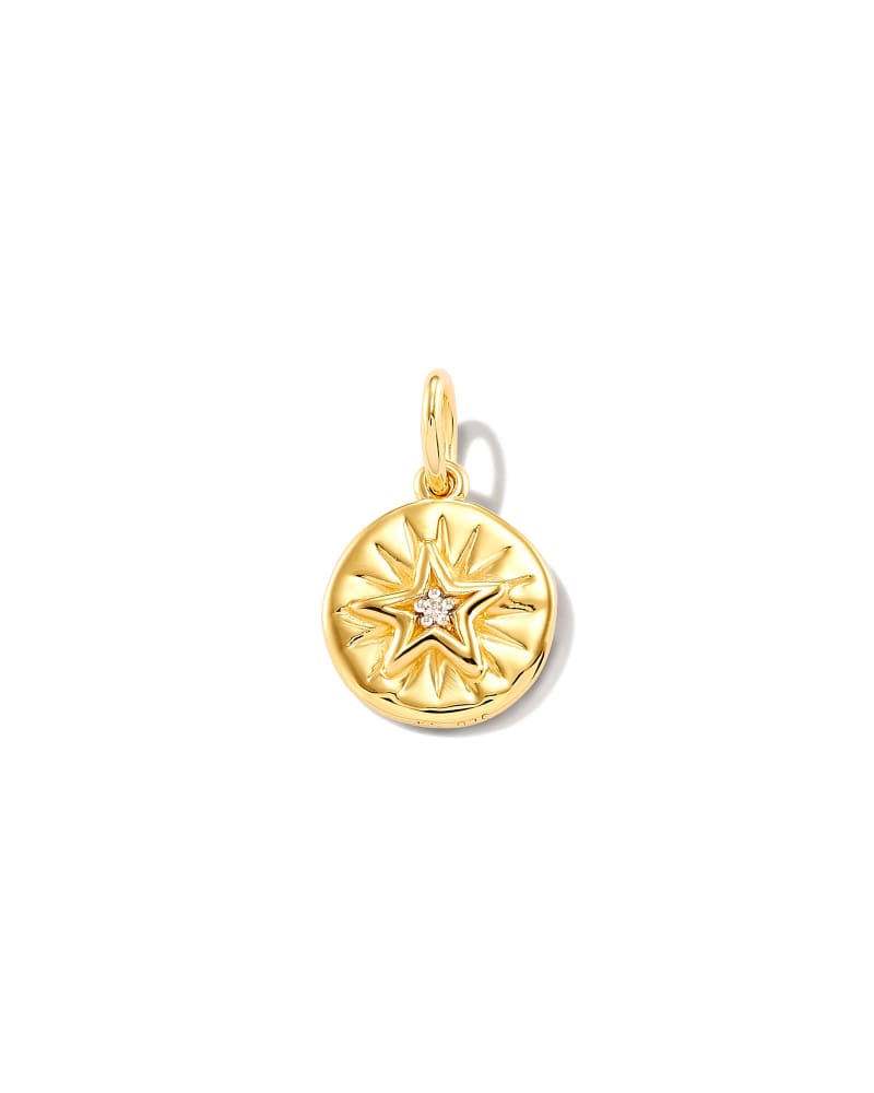  Shooting Star 18k Yellow Gold Vermeil Charm In White Sapphire