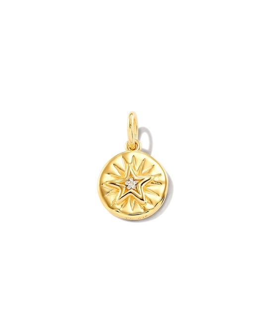  Shooting Star 18k Yellow Gold Vermeil Charm In White Sapphire