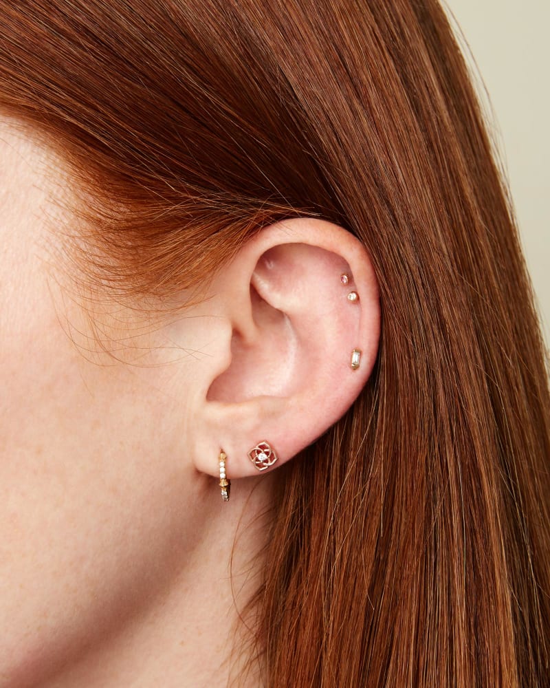  Sianna Mini 14k Yellow Gold Single Stud Earring In White Diamond