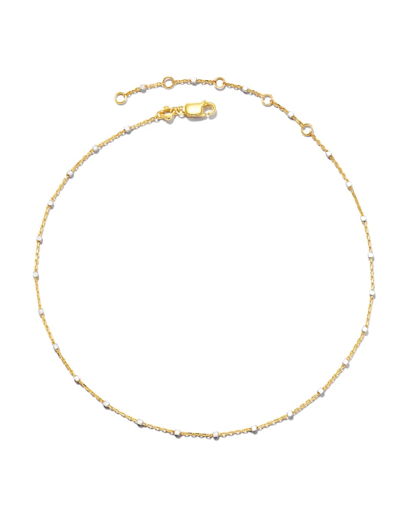  Single Satellite Chain Anklet In Sterling Silver & 18k Yellow Gold Vermeil