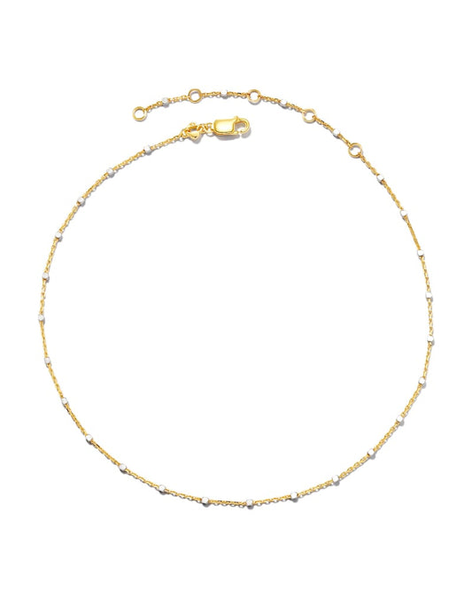  Single Satellite Chain Anklet In Sterling Silver & 18k Yellow Gold Vermeil