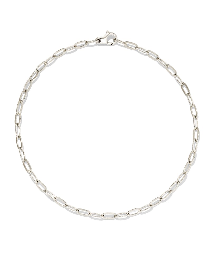  Small Paperclip Chain Anklet In Sterling Silver