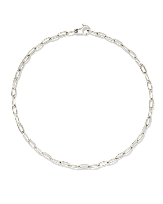 Small Paperclip Chain Anklet In Sterling Silver